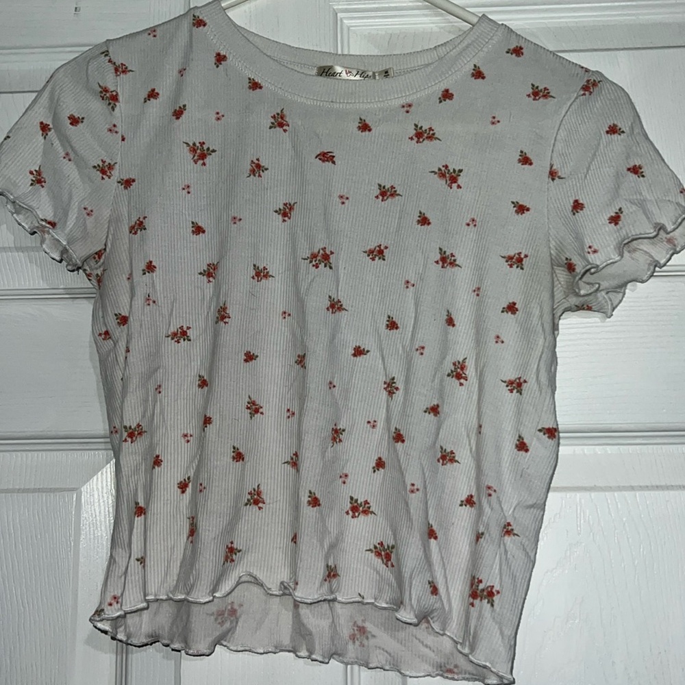 White crop top with flowers